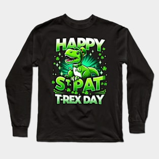 Happy St Pat Trex Day Dino St Patricks Day Toddler Boys Gift Long Sleeve T-Shirt